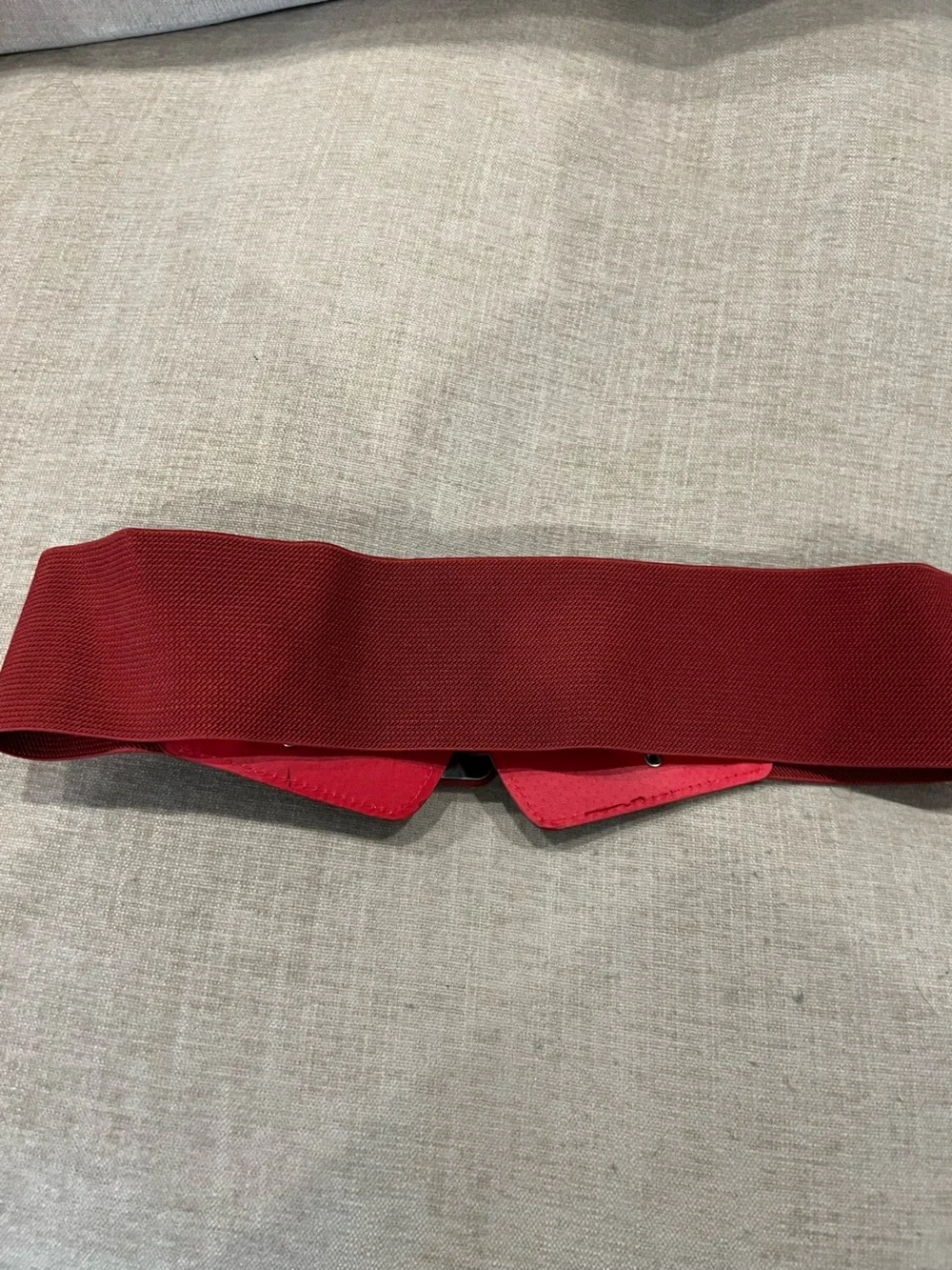 Red Elastic Waist Belt with Decorative Buckle